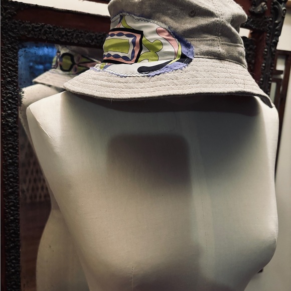 SALE Custom Unisex RESPOKE EMILIO PUCCI Bucket Hat . Pucci Silk Trim Irish Linen - Picture 8 of 15